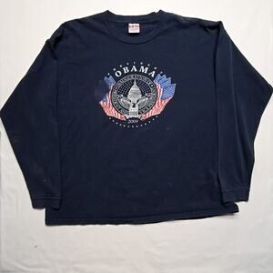 Obama Inauguration Shirt 2009 Bayside Graphic Navy Long Sleeve Mens 3XL Tee